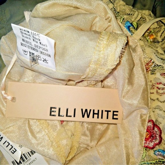 ELLI WHITE Womens Cami Tank Top Size Small Embroidered Lined Lace Ruffle - Picture 5 of 7